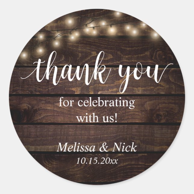 Thank you for celebrating with us Wedding Sticker (Front)