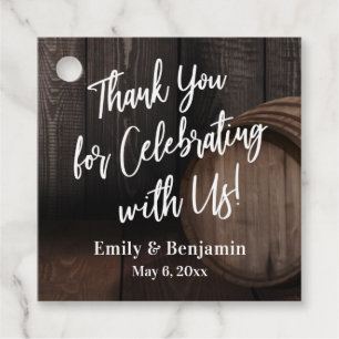 Thank You for Celebrating with Us Wooden Barrel Favour Tags