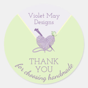 Thank you for choosing handmade Pastel Heart Yarn Classic Round Sticker