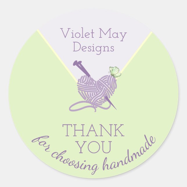 Thank you for choosing handmade Pastel Heart Yarn Classic Round Sticker (Front)