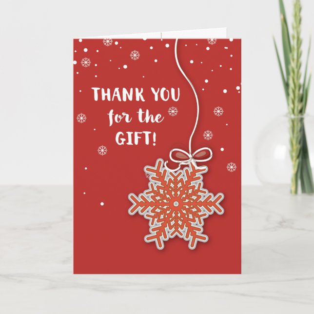 Thank You For Christmas Gift, Scarlet Red & Grey S Card (Front)