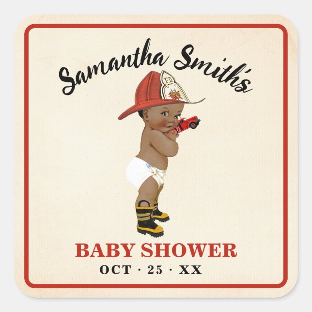 Thank You for Coming AA Firefighter Baby Shower Square Sticker (Front)