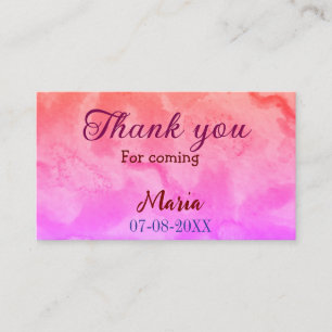 Thank you for coming birthday party add name date business card