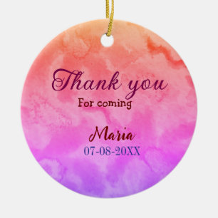 Thank you for coming birthday party add name date ceramic ornament