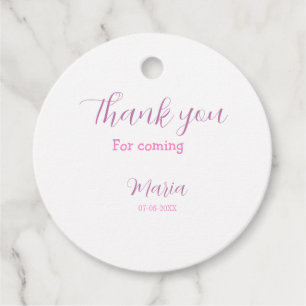 Thank you for coming birthday party add name date favour tags