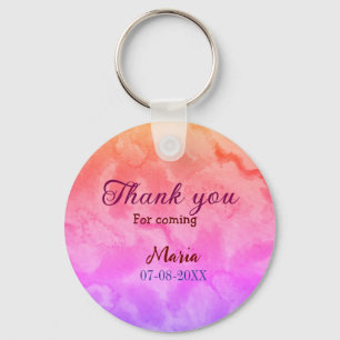 Thank you for coming birthday party add name date keychain