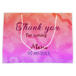 Thank you for coming birthday party add name date large gift bag