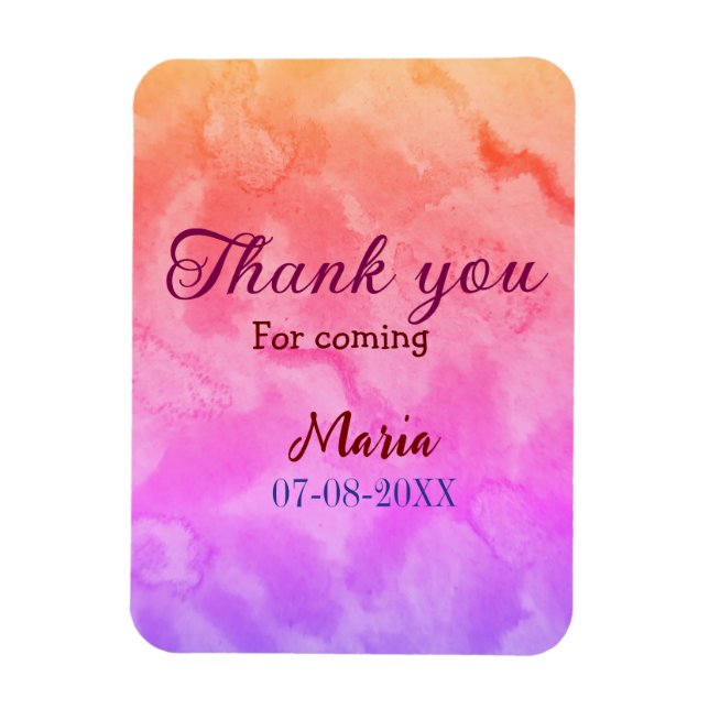 Thank you for coming birthday party add name date  magnet (Vertical)