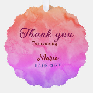 Thank you for coming birthday party add name date ornament card