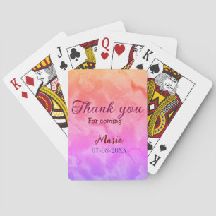 Thank you for coming birthday party add name date playing cards