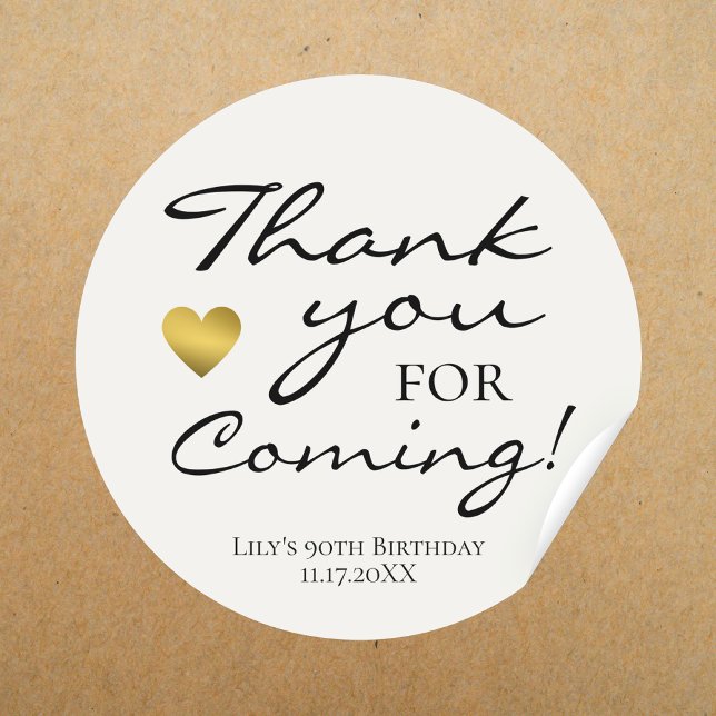 Thank You For Coming Birthday Party Classic Round Sticker (Creator Uploaded)
