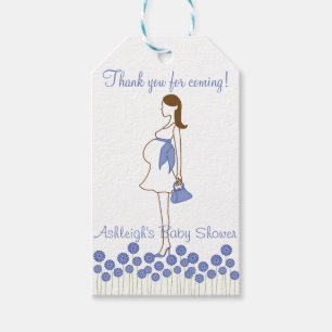 Thank You For Coming! Blue Silhouette Baby Shower Gift Tags