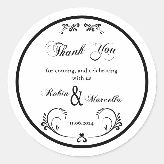 Thank you for coming classic round sticker (Front)