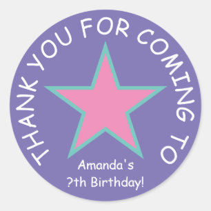 Thank you for coming custom Birthday party favor Classic Round Sticker