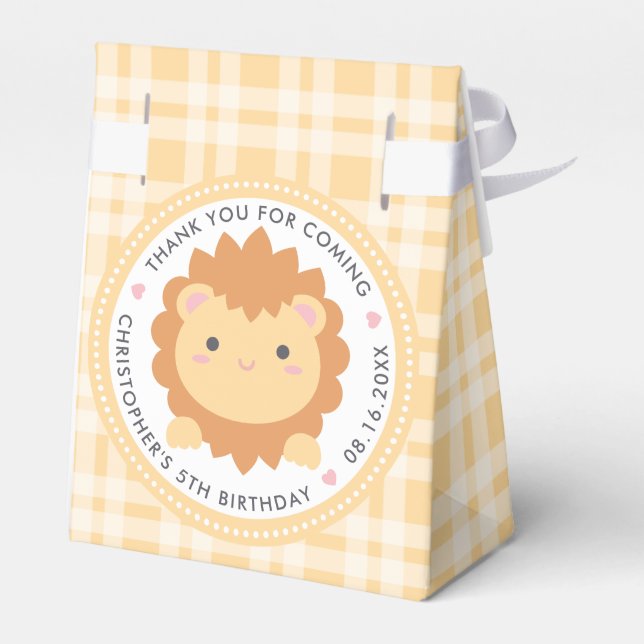Thank You For Coming Cute Lion Kids Birthday Favor Box (Back Side)