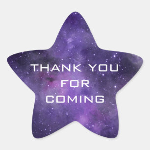Thank You for Coming   Galaxy Space Birthday Party Star Sticker