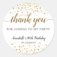 Thank You For Coming Gold Confetti Dots Birthday