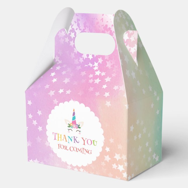 Thank You For Coming Magical Unicorn Birthday Favor Box (Front)