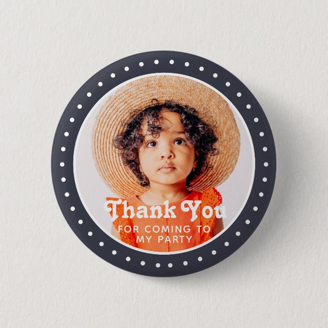 Thank You For Coming Modern Dots Custom Photo 2 Inch Round Button (Front)