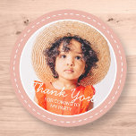 Thank You For Coming Modern Preppy Custom Photo Classic Round Sticker<br><div class="desc">This simple and modern design is composed of serif typography and add a custom photo."Thank You For Coming To My Party" on top of your custom photo. Perfect for birthday party favours or give-aways,  or gift bags,  birthday party envelope seals,  anniversaries,  or any other party!</div>