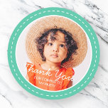 Thank You For Coming Modern Preppy Custom Photo Classic Round Sticker<br><div class="desc">This simple and modern design is composed of serif typography and add a custom photo."Thank You For Coming To My Party" on top of your custom photo. Perfect for birthday party favours or give-aways,  or gift bags,  birthday party envelope seals,  anniversaries,  or any other party!</div>