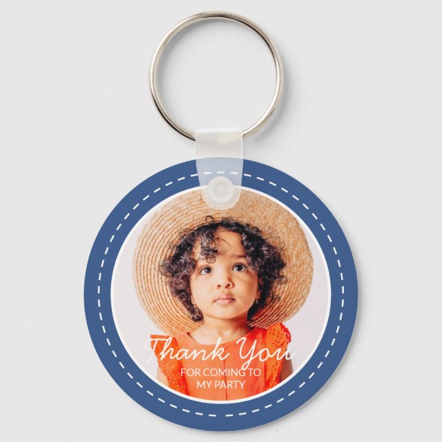 Thank You For Coming Modern Preppy Custom Photo Keychain (Front)