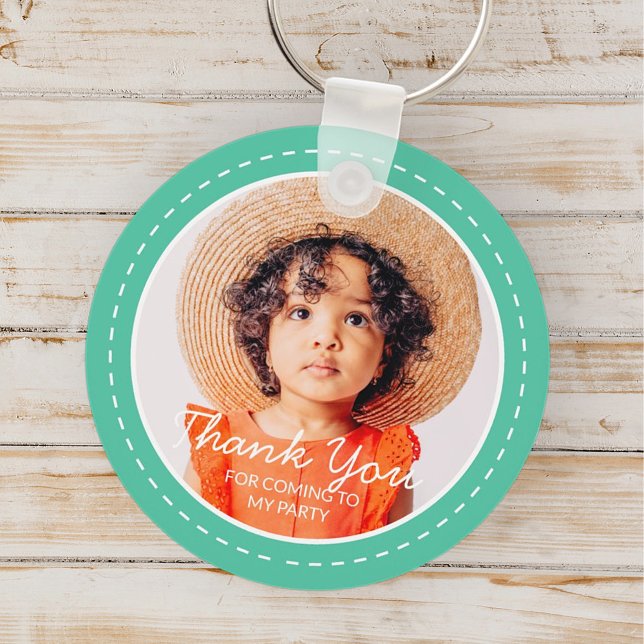 Thank You For Coming Modern Preppy Custom Photo Keychain (Creator Uploaded)