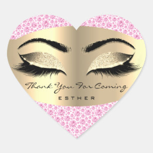 Thank You For Coming Name Heart Pink Gold Sticker