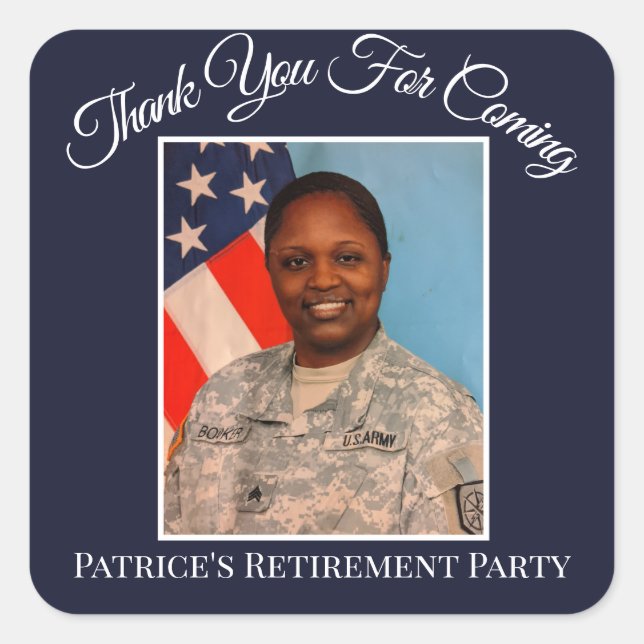Thank You For Coming Patrice's Retirement US Square Sticker (Front)