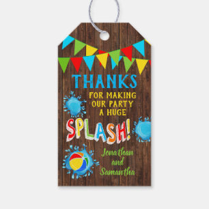 Thank you for coming pool party favour tag