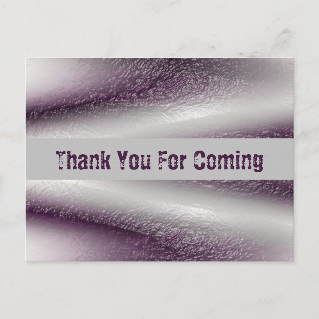 Thank You For Coming Purple Diagonal Lines Thanks Postcard (Front)
