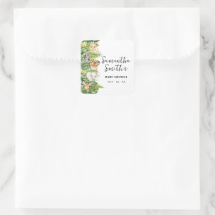 Thank You for Coming Safari Animals Baby Shower Square Sticker