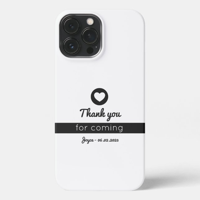 Thank You for Coming Sleek Black and White iPhone Case (Back)