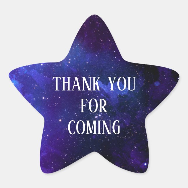 Thank you for coming. Space kids birthday. Galaxy Star Sticker (Front)