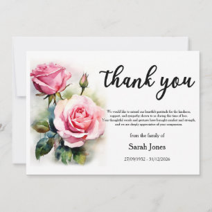 Thank You for Coming to a Funeral with Roses Invitation