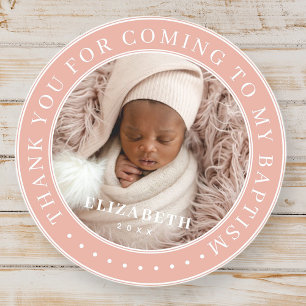 Thank You For Coming To My Baptism Modern Photo Classic Round Sticker