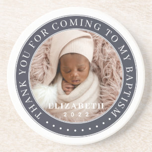 Thank You For Coming To My Baptism Modern Photo Coaster