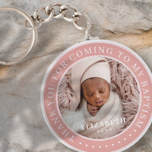 Thank You For Coming To My Baptism Modern Photo Keychain