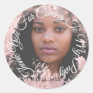 Thank You For Coming To My Graduate Photo Glitter Classic Round Sticker