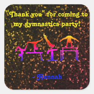 "Thank you" for coming to my Gymnastics Party! Square Sticker
