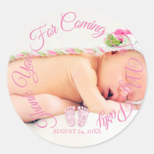 Thank You For Coming To My Party Baby Girl Shower Classic Round Sticker