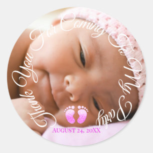 Thank You For Coming To My Party Baby Girl Shower Classic Round Sticker