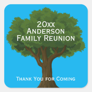 Thank You for Coming Tree Name Family Reunion Square Sticker