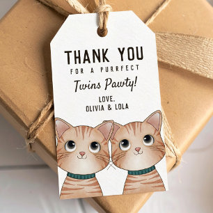 Thank you for coming with cute twins kittens gift tags