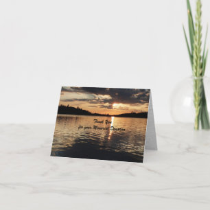 Thank You For Donation Note Card, Sunset on Lake Card