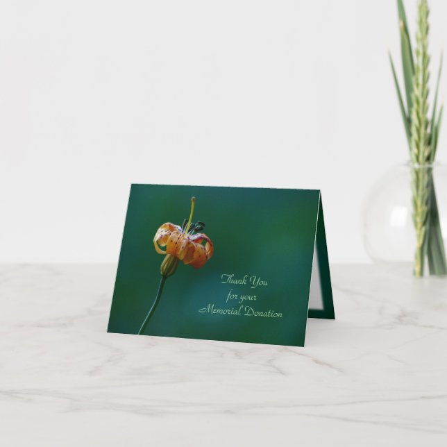 Thank You For Donation Note Card, Yellow Lily (Front)