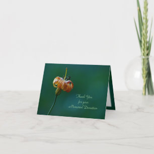 Thank You For Donation Note Card, Yellow Lily
