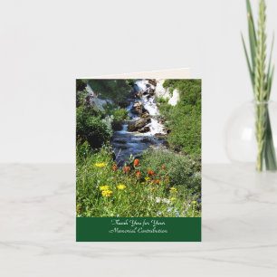 Thank You for Donation, Waterfall with Wildflowers Card