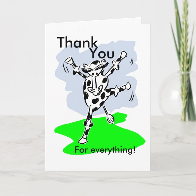 Thank you for everything! Dancing cow cartoon Card (Front)