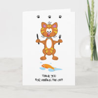 Thank You for feeding the cat greetings card
